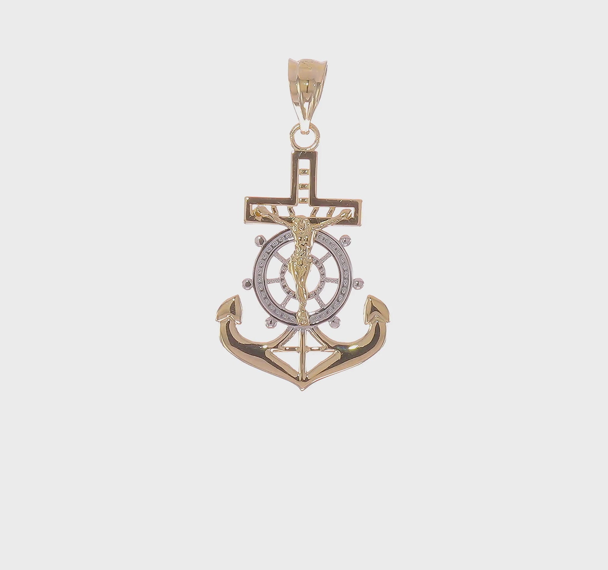 14K Gold Diamond-Cut Mariners Crucifix Pendant video