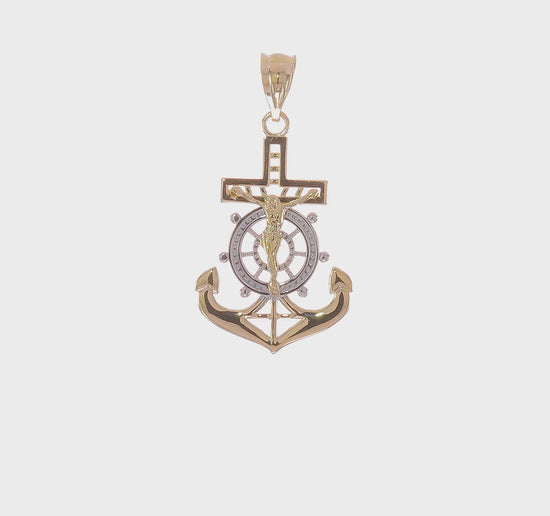 14K Gold Diamond-Cut Mariners Crucifix Pendant video