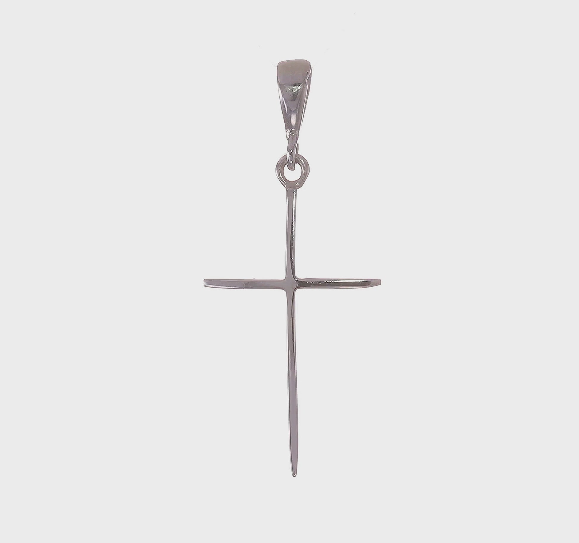 14K White Gold Polished Flat Cross Pendant - product video