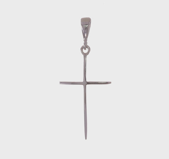 14K White Gold Polished Flat Cross Pendant - product video