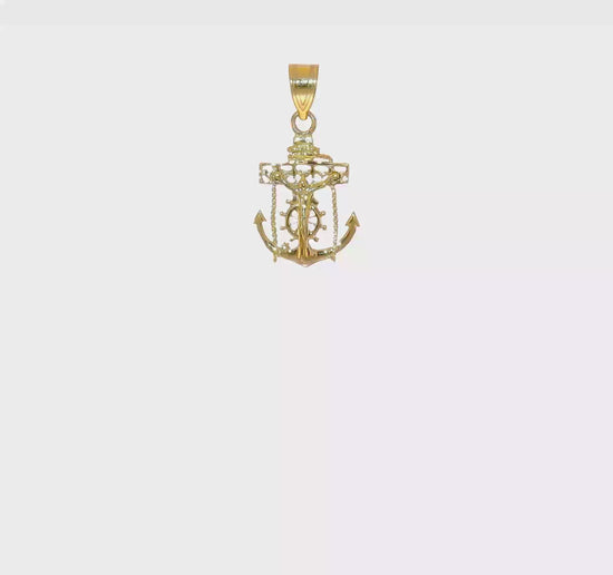 10K yellow gold mariner link crucifix pendant 26 mm video - 10ZC809