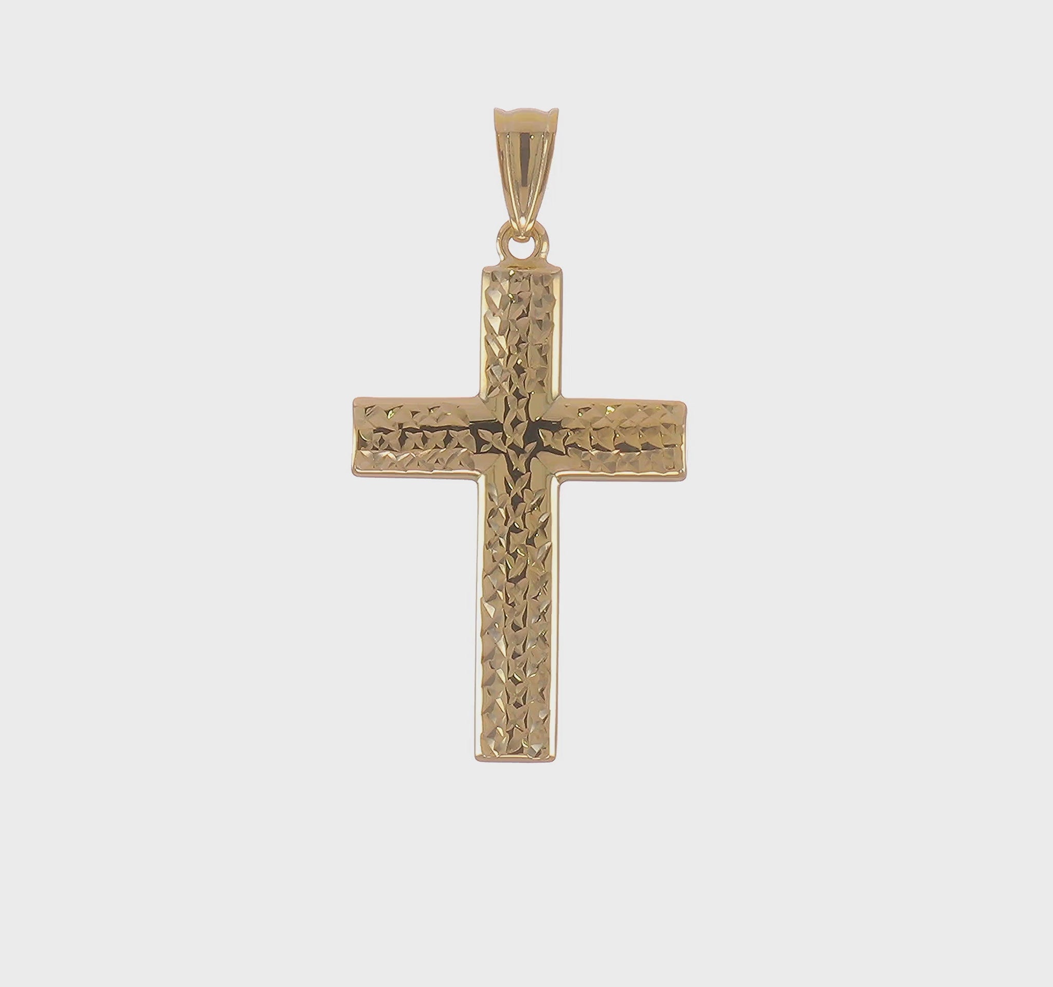 14K Gold Reversible Textured Cross Pendant - product video