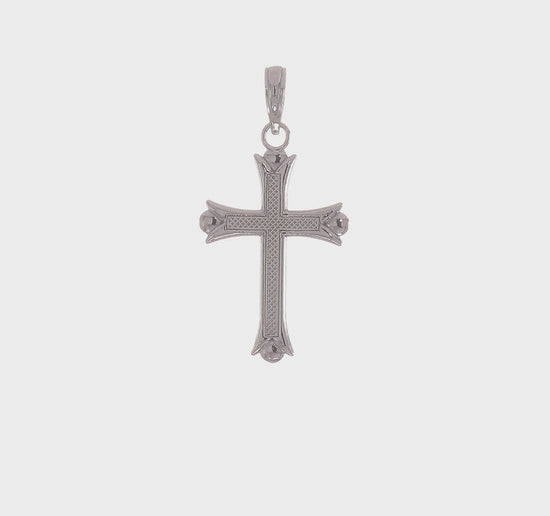 14K White Gold Fleur de Lis Cross Pendant - product video