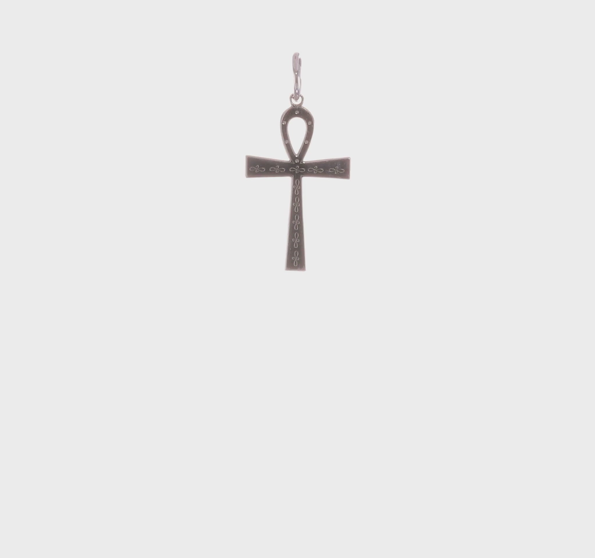 Silver laser cut ankh cross pendant 25 mm video - QXR137