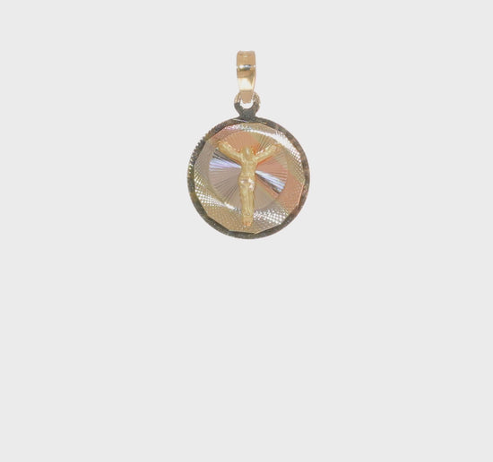 14K Gold Circle Corpus Crucifix Pendant – K5623 product video