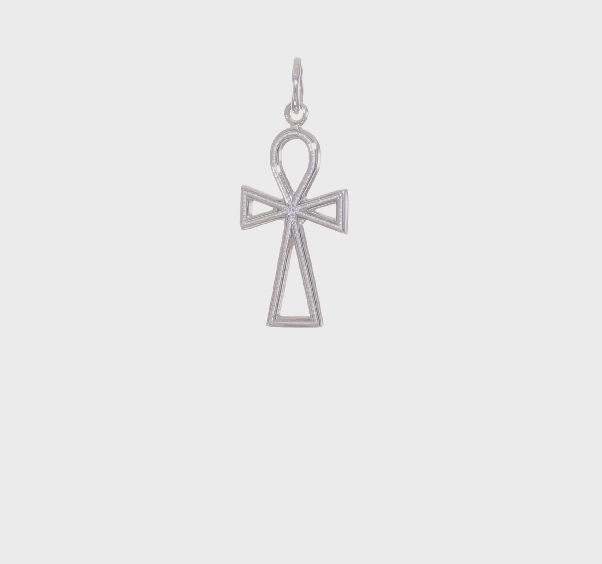 14K white gold ankh cross pendant video, small - CH141