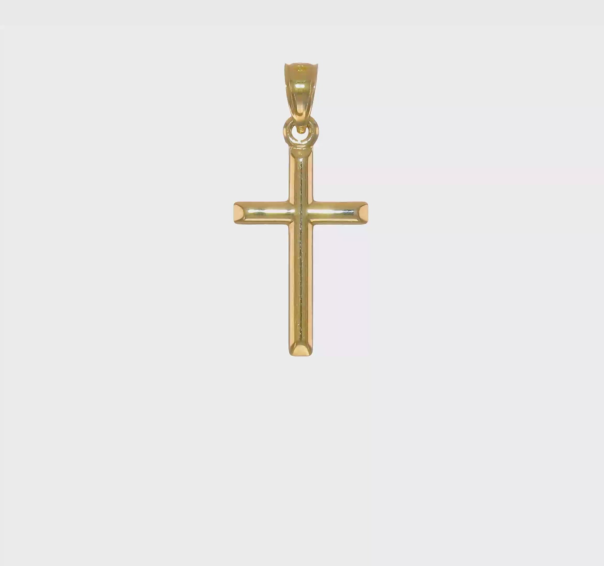 14K Yellow Gold Hollow Latin Cross Pendant video
