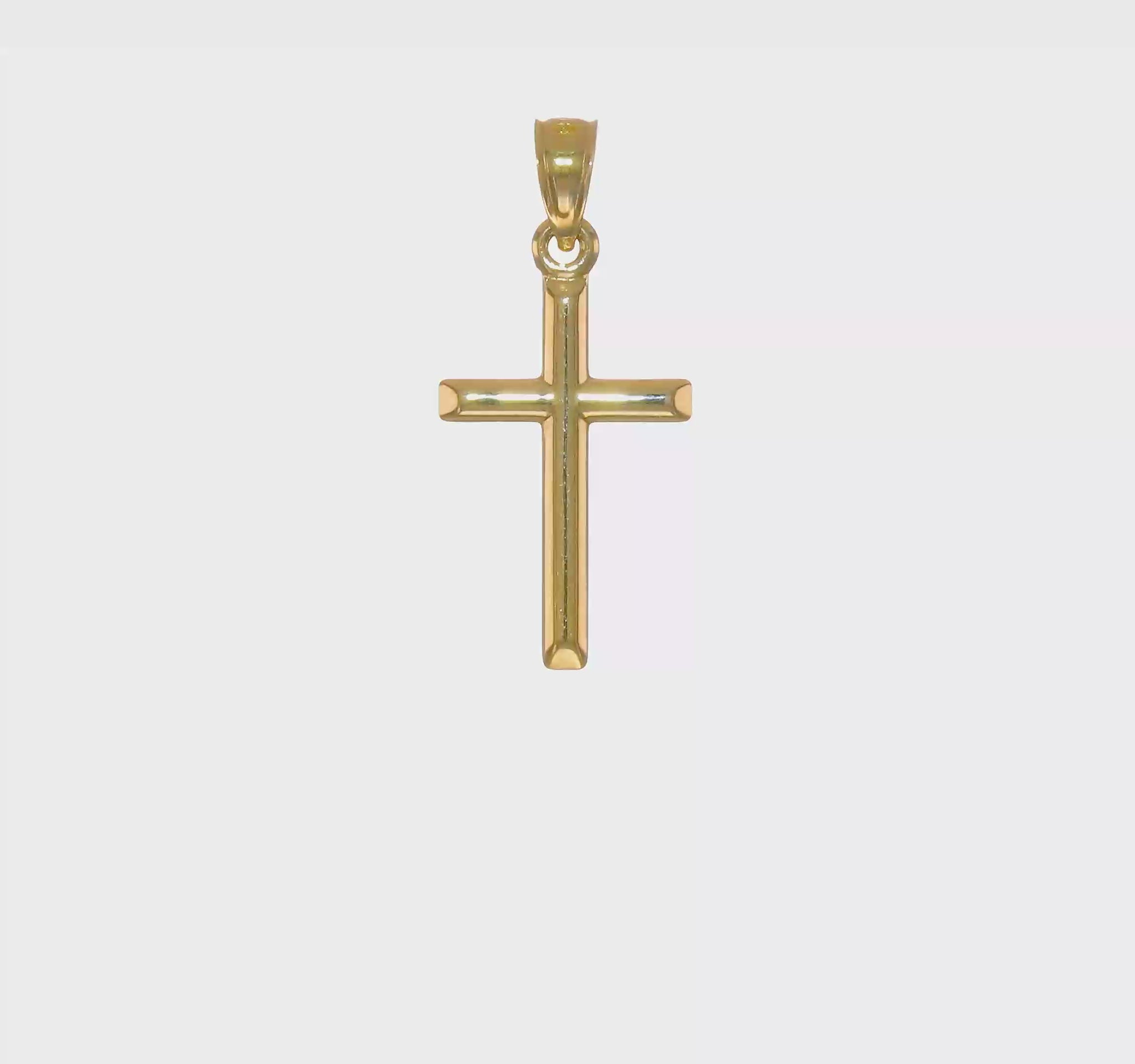 14K Yellow Gold Hollow Latin Cross Pendant video