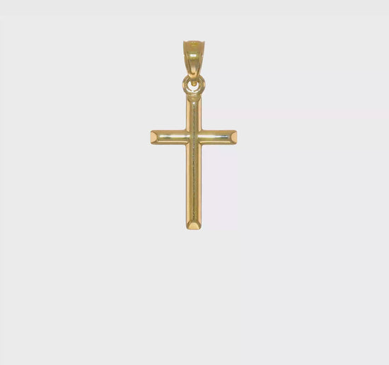14K Yellow Gold Hollow Latin Cross Pendant video