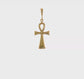 14K yellow gold flared ankh cross pendant video - C2738