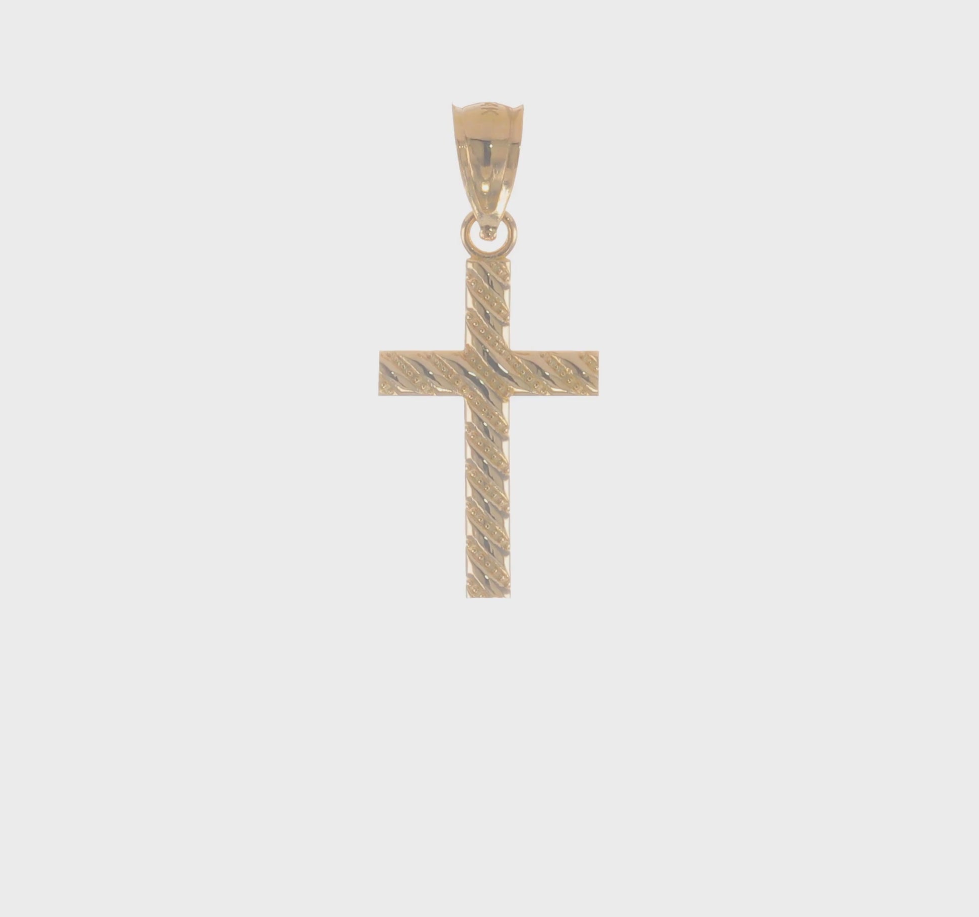 14K yellow gold beaded polished cross charm video - K8548