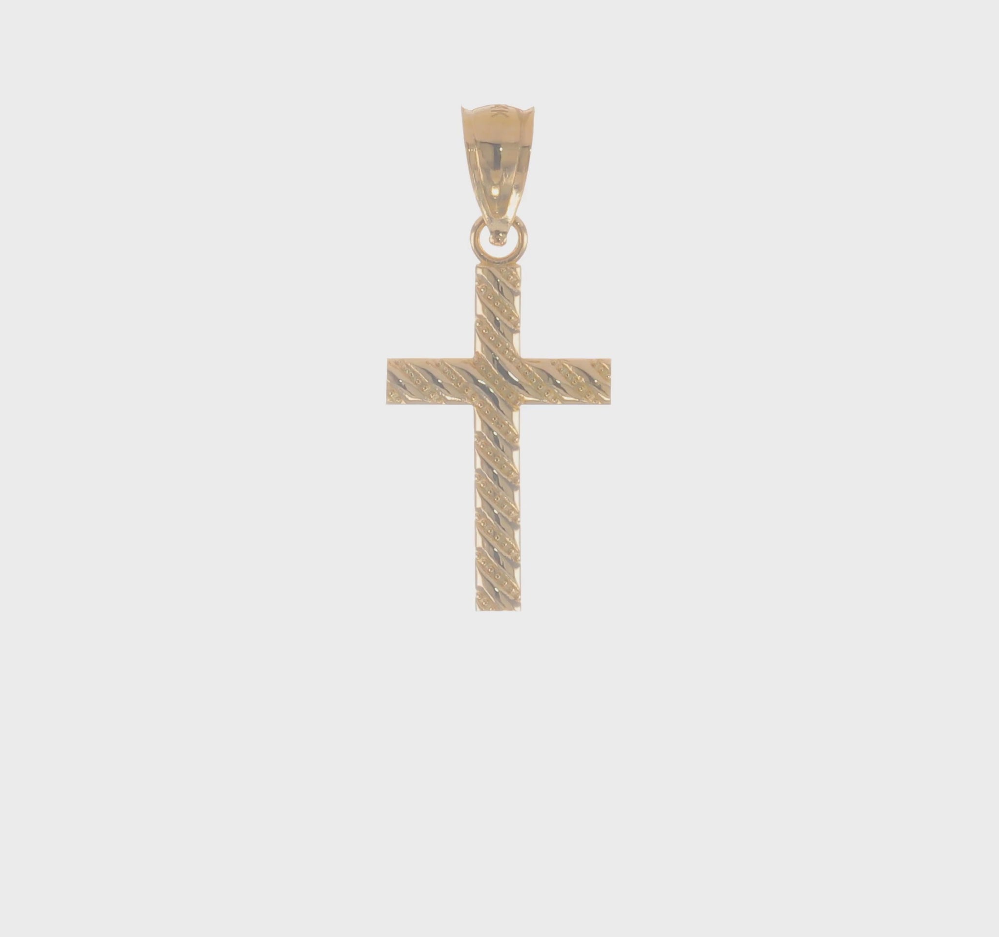 14K yellow gold beaded polished cross charm video - K8548