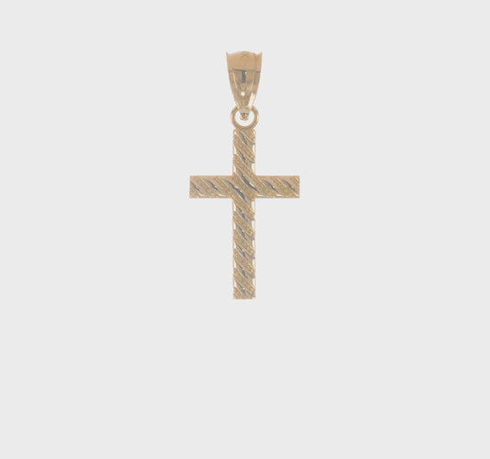 14K yellow gold beaded polished cross charm video - K8548