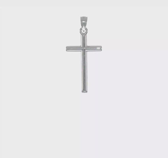 14K White Gold Hollow Latin Cross Pendant video