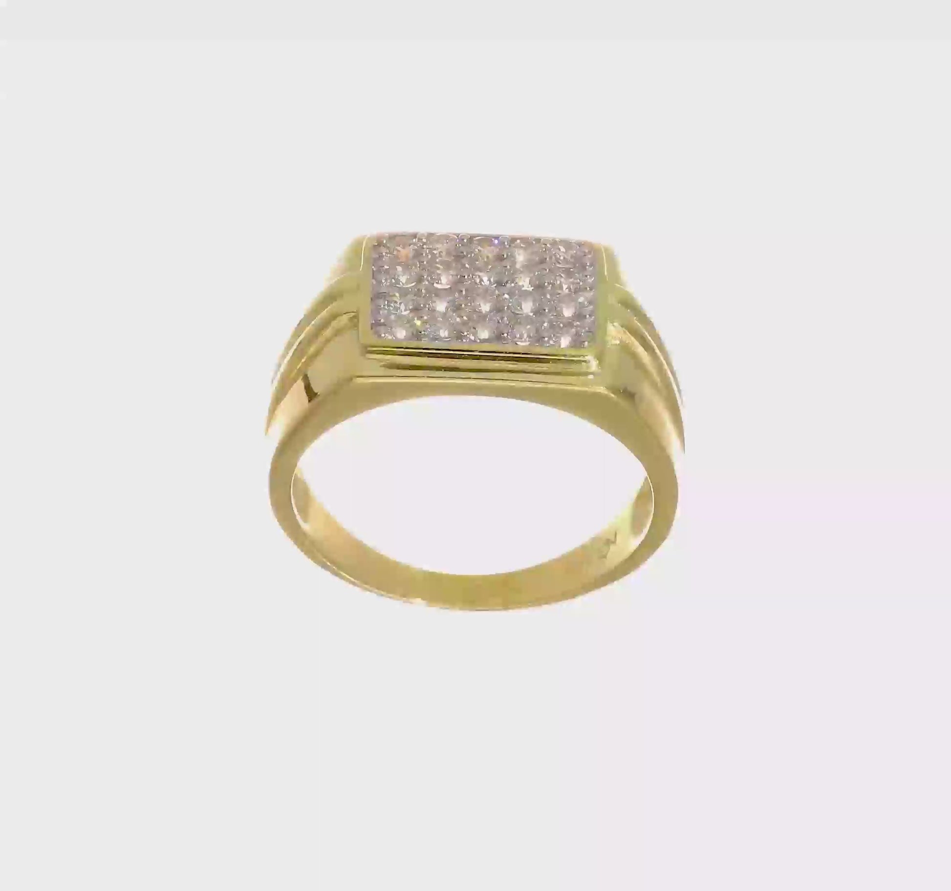 10K gold and white rhodium square CZ pave ring video - 10C1418