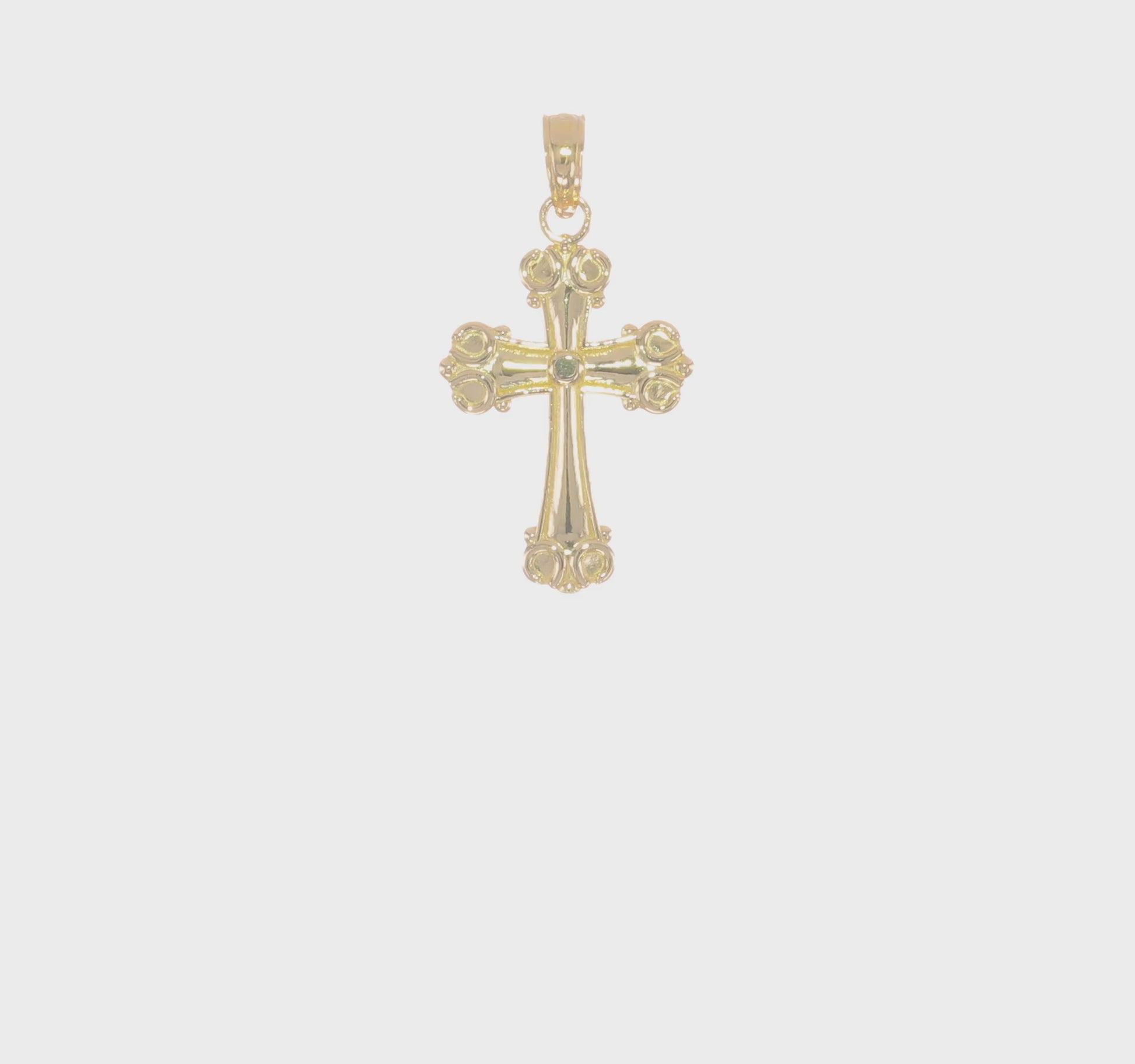 14K Gold Cross with Scroll Tips and Button Center Pendant video