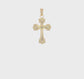 14K Gold Cross with Scroll Tips and Button Center Pendant video