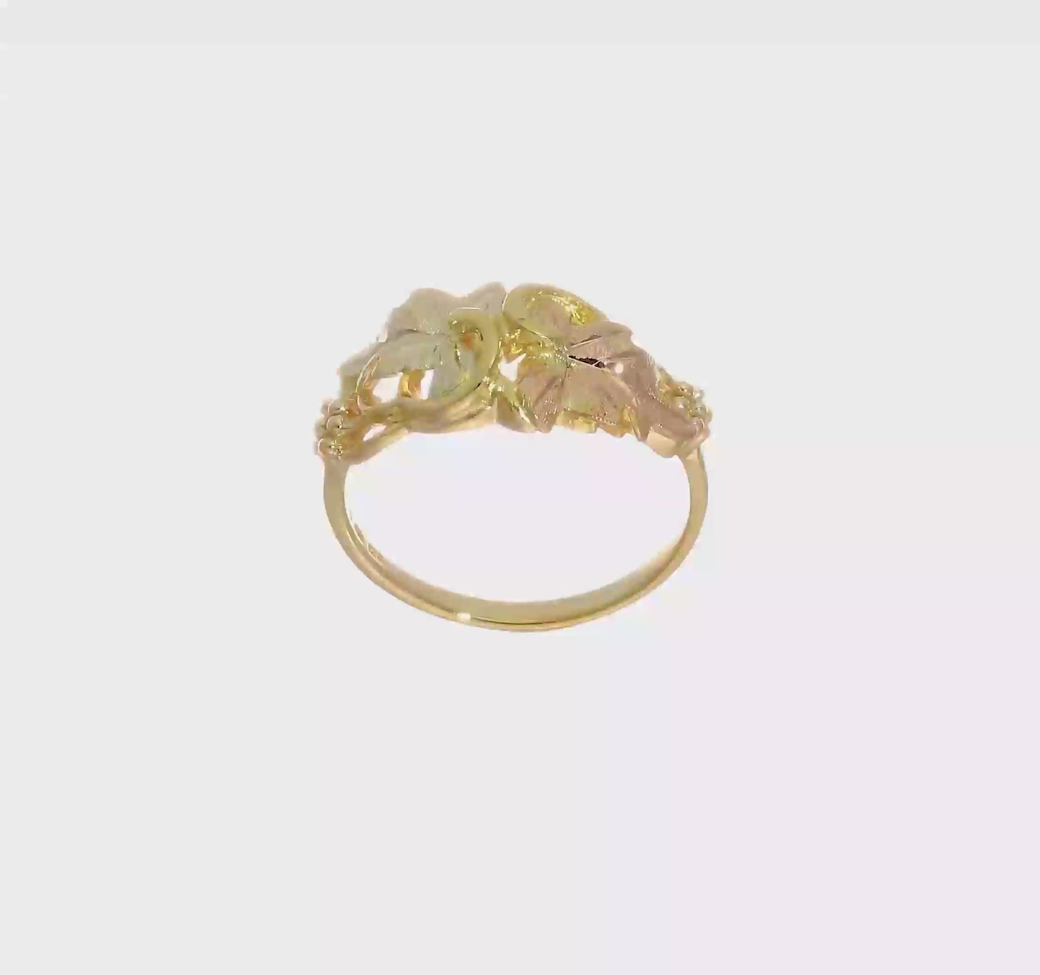 10K Tri-Color Black Hills Gold Grapes and Leaves Ring - video