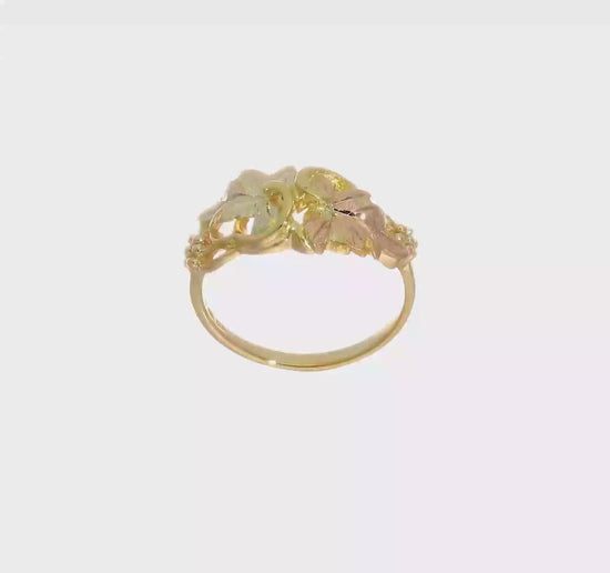 10K Tri-Color Black Hills Gold Grapes and Leaves Ring - video