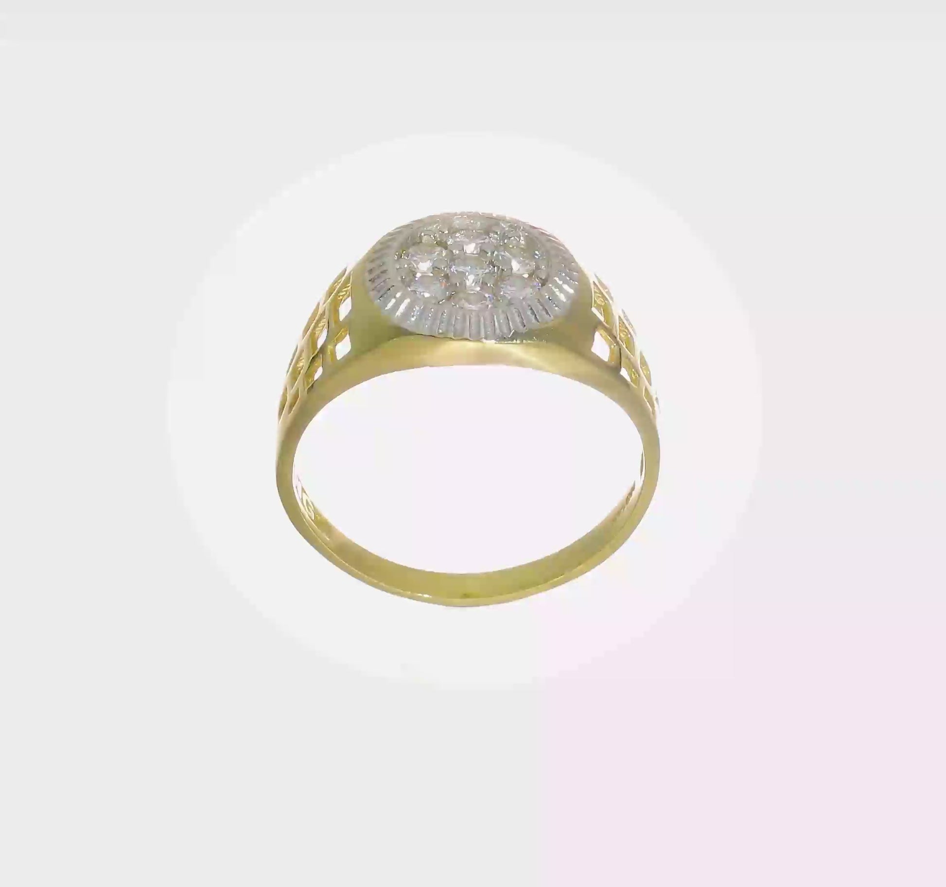 14K gold and white rhodium CZ cluster ring video - CZ1297