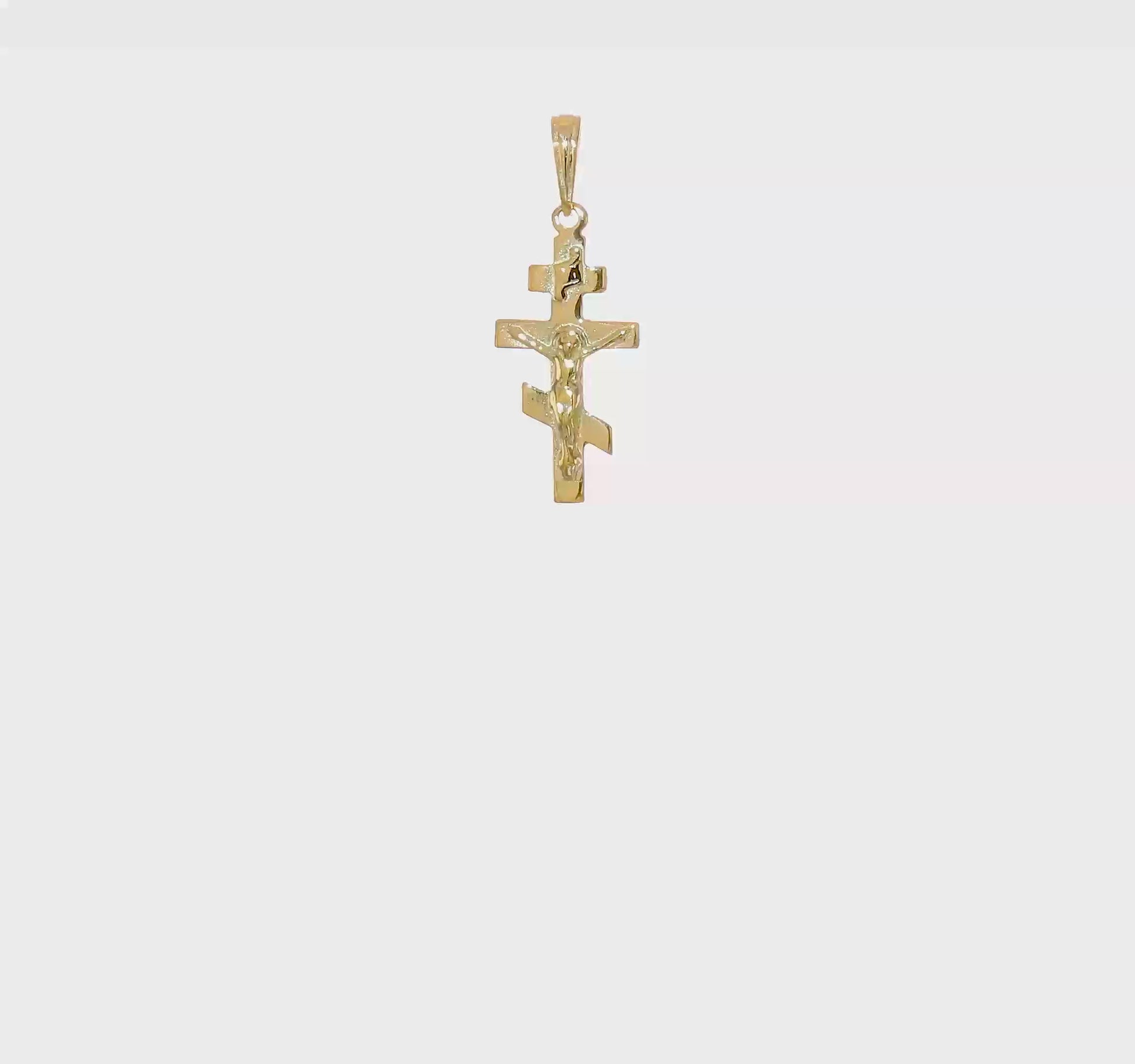 10K yellow gold Eastern Orthodox crucifix charm video - 10C3834
