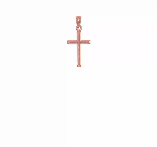 14K Rose Gold Hollow Latin Cross Pendant video