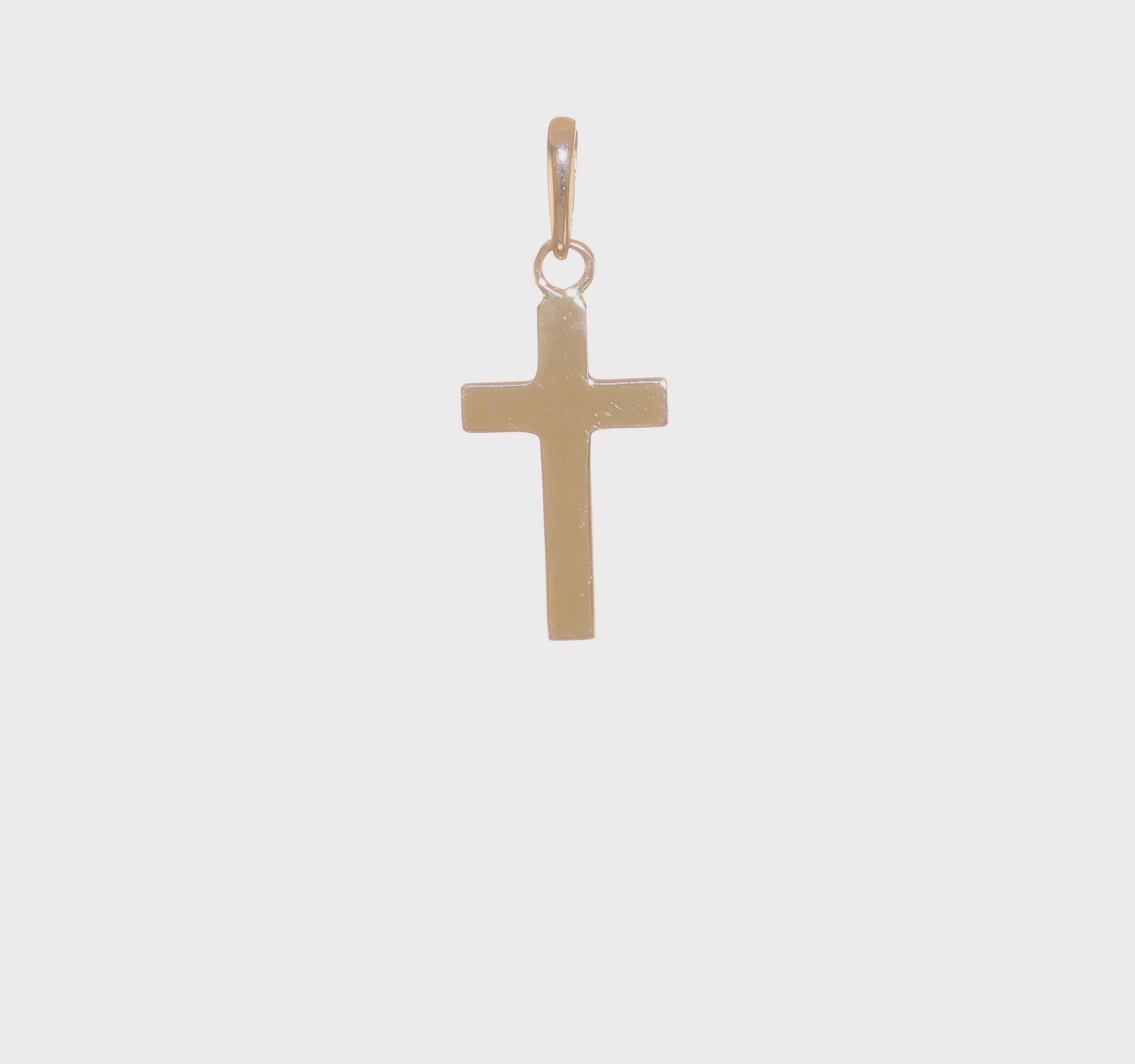14K gold polished tapered cross pendant video - YC1125