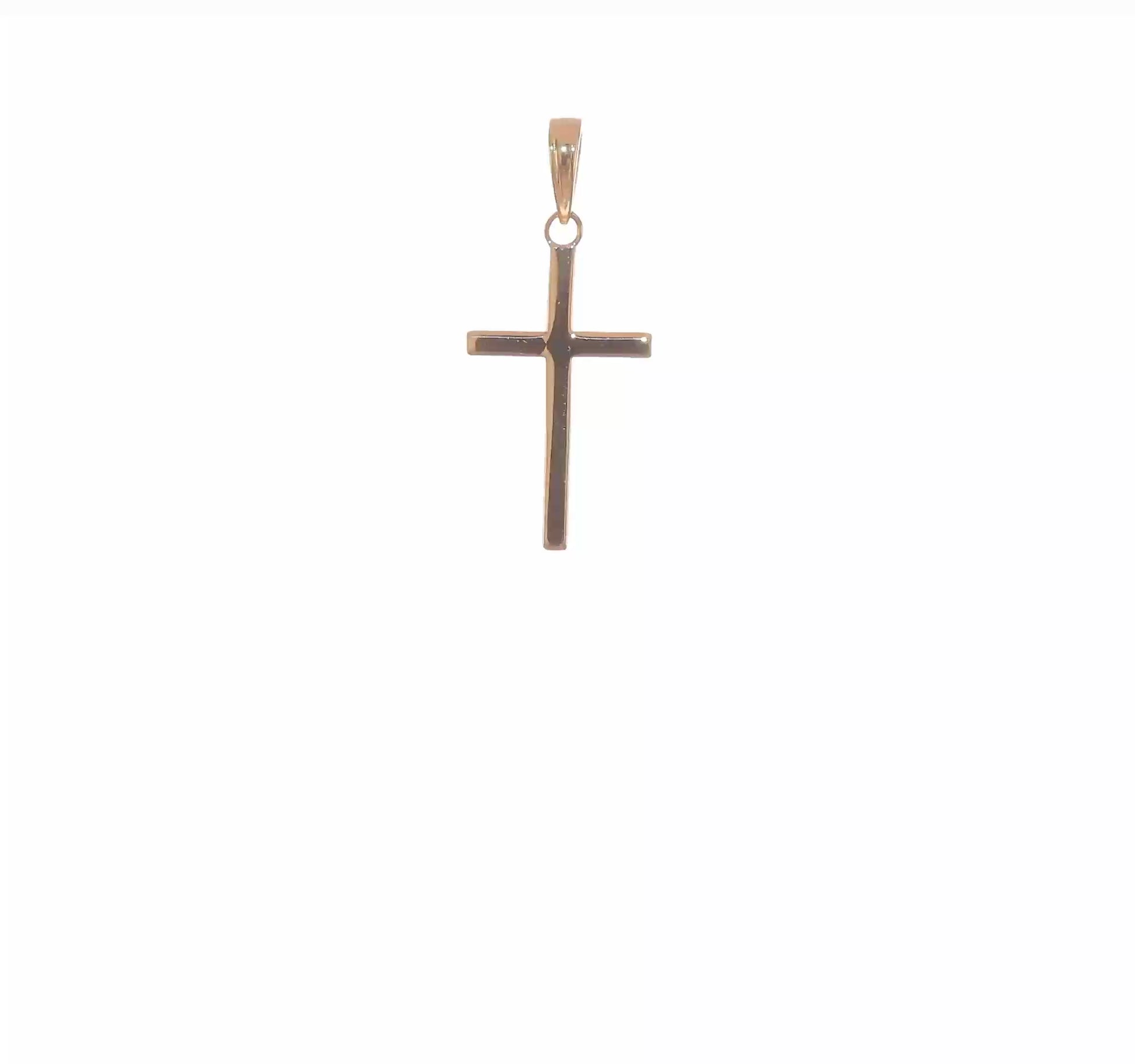 14K Yellow Gold Polished Textured Cross Pendant – K10071 product video