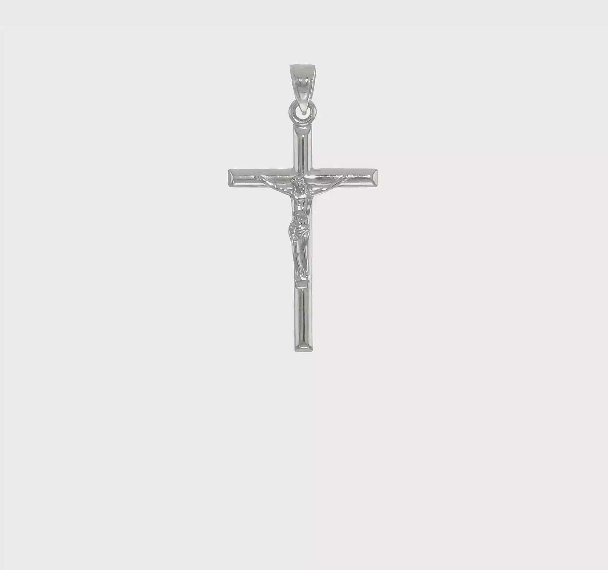 14K White Gold Crucifix Pendant – 360-Degree Video