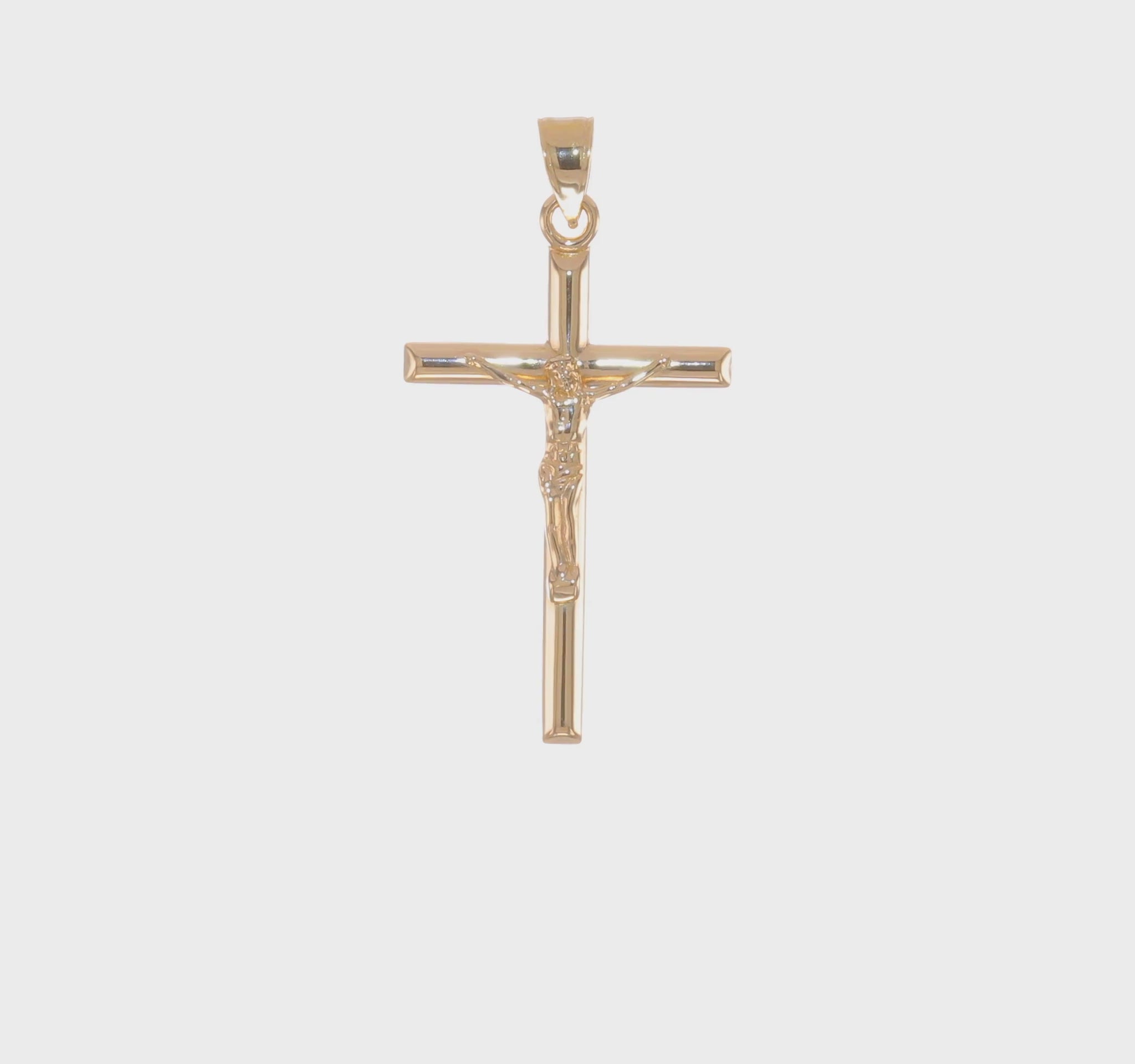 14K Yellow Gold Crucifix Pendant – 360-Degree Video