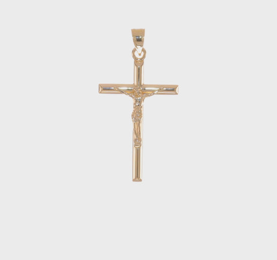 14K Yellow Gold Crucifix Pendant – 360-Degree Video
