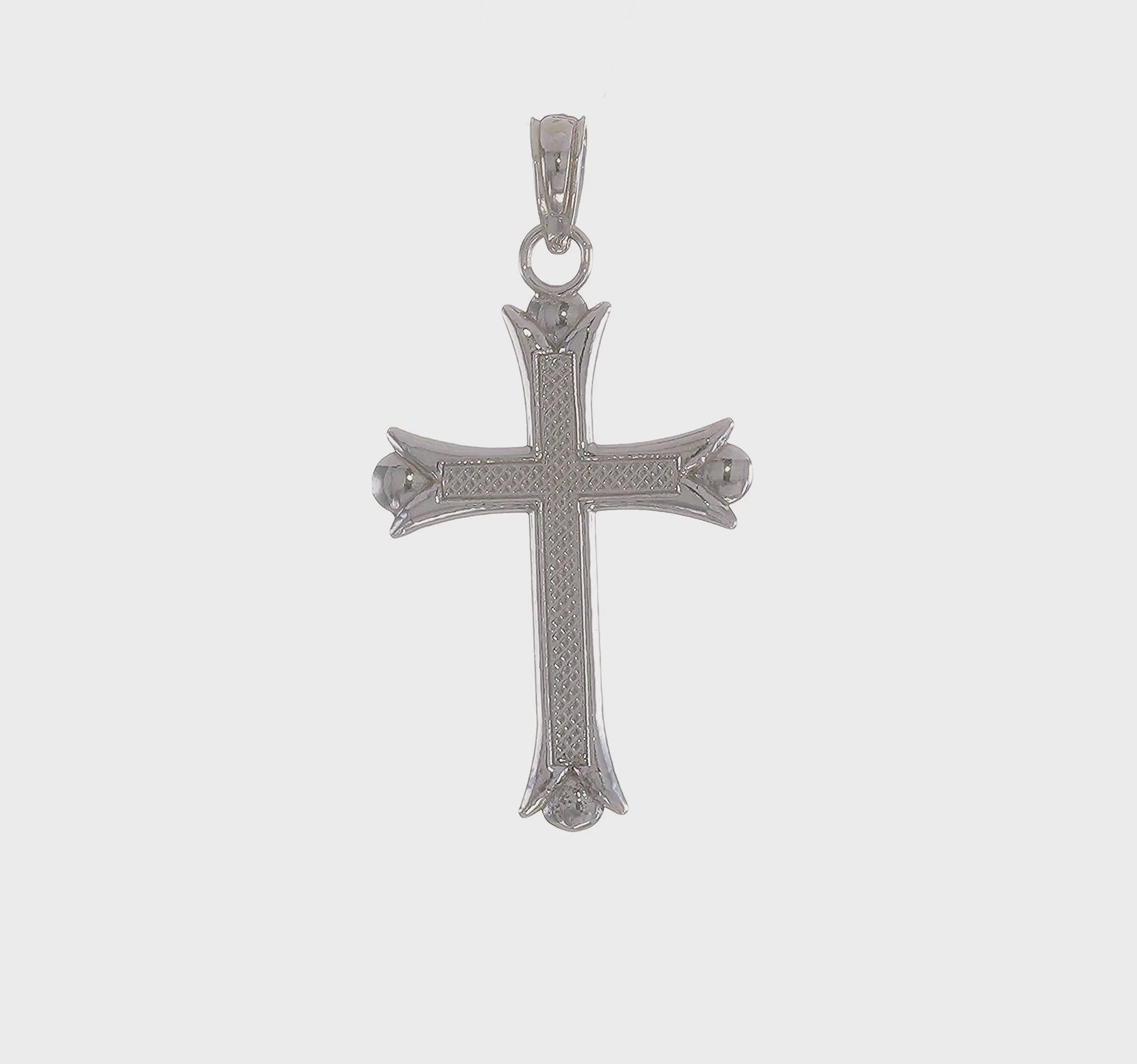 10K White Gold Fleur de Lis Cross Pendant - product video