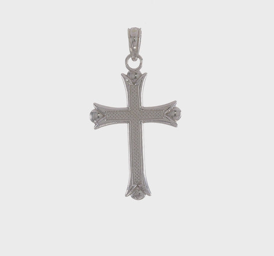 10K White Gold Fleur de Lis Cross Pendant - product video