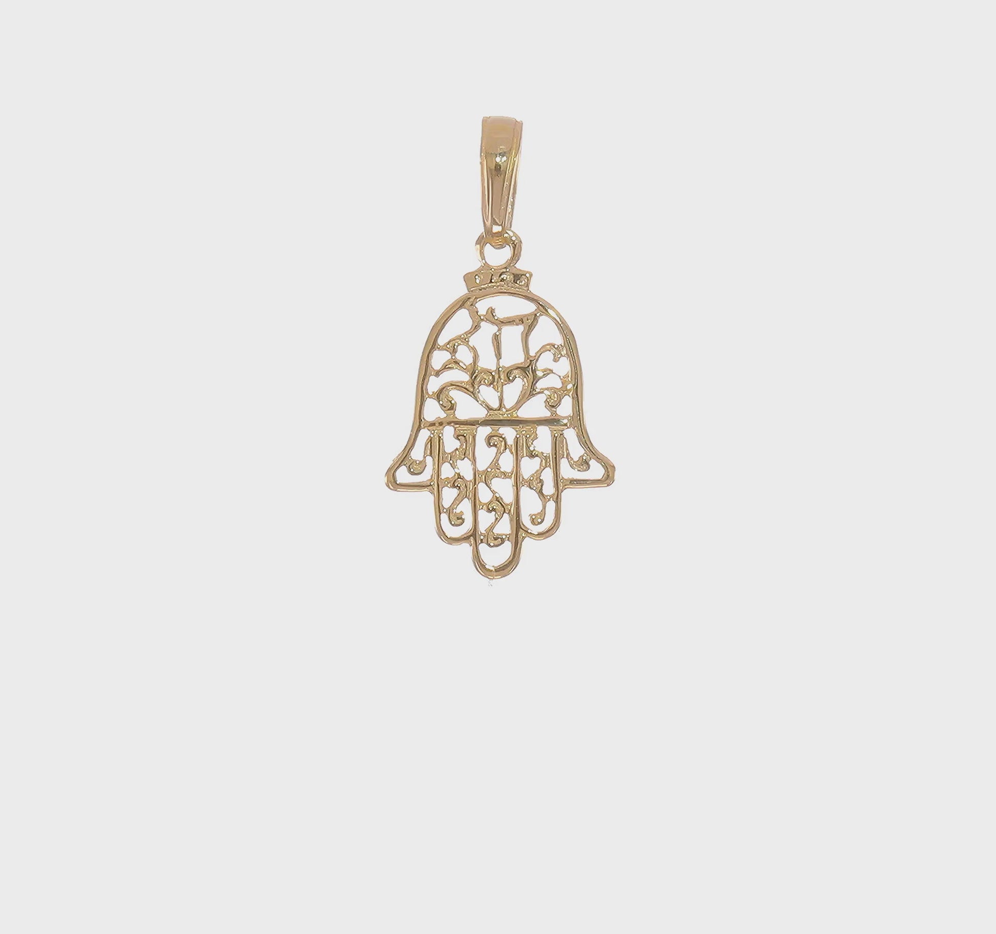 14K Yellow Gold Hamsa Pendant - product video