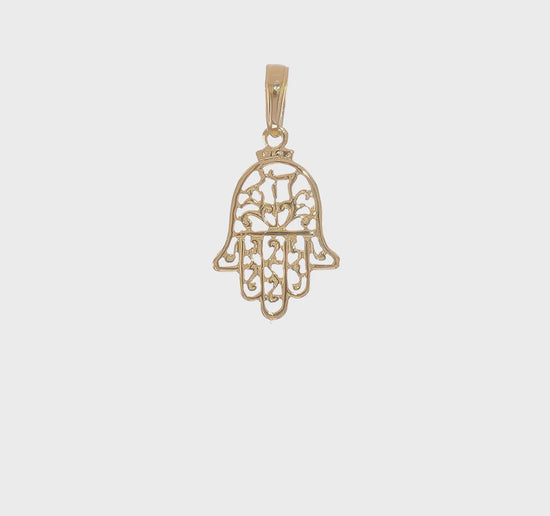 14K Yellow Gold Hamsa Pendant - product video
