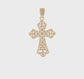 14K yellow gold concave filigree cross pendant video - K6273