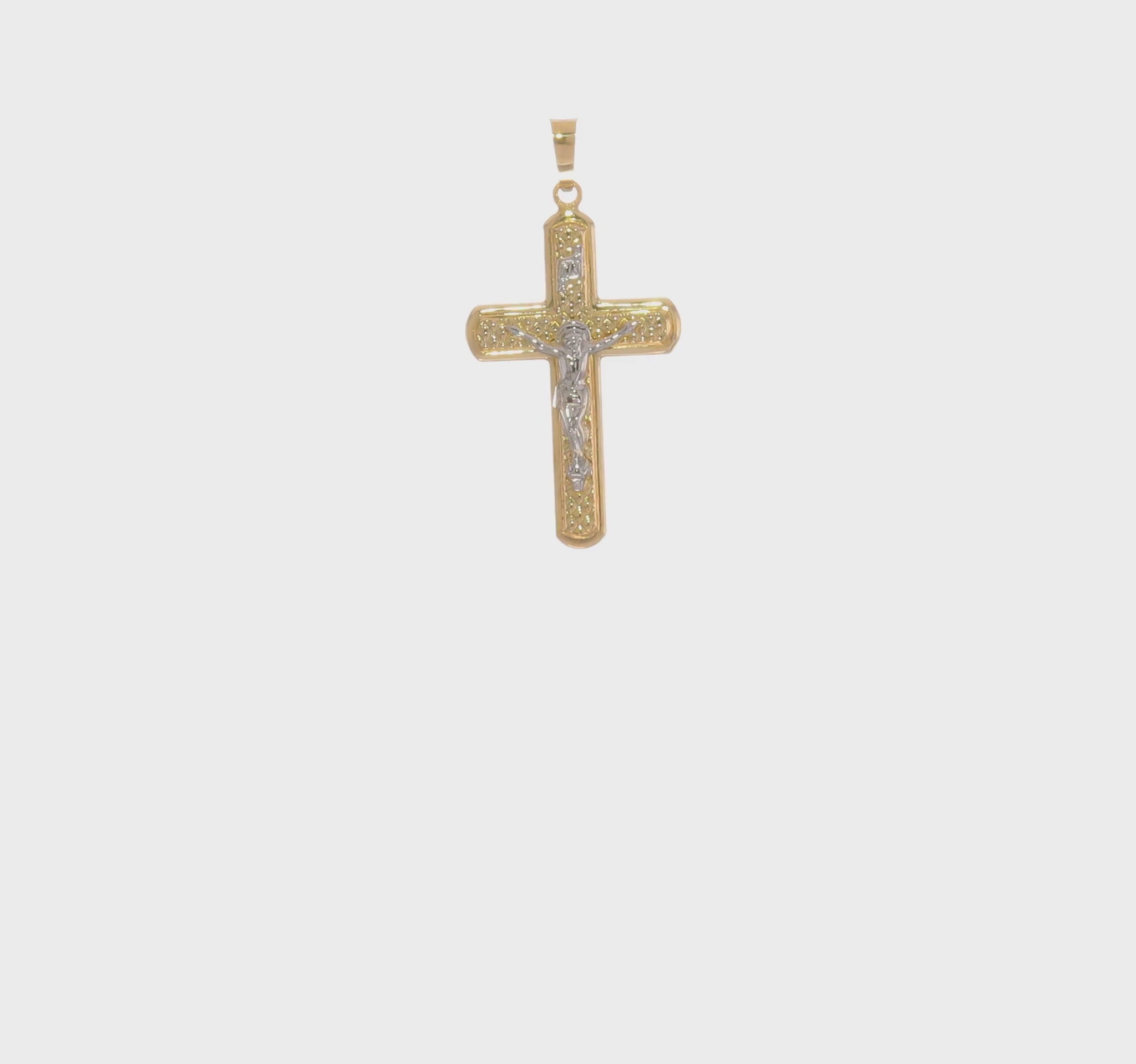 14K Two-Tone Gold INRI Crucifix Pendant video