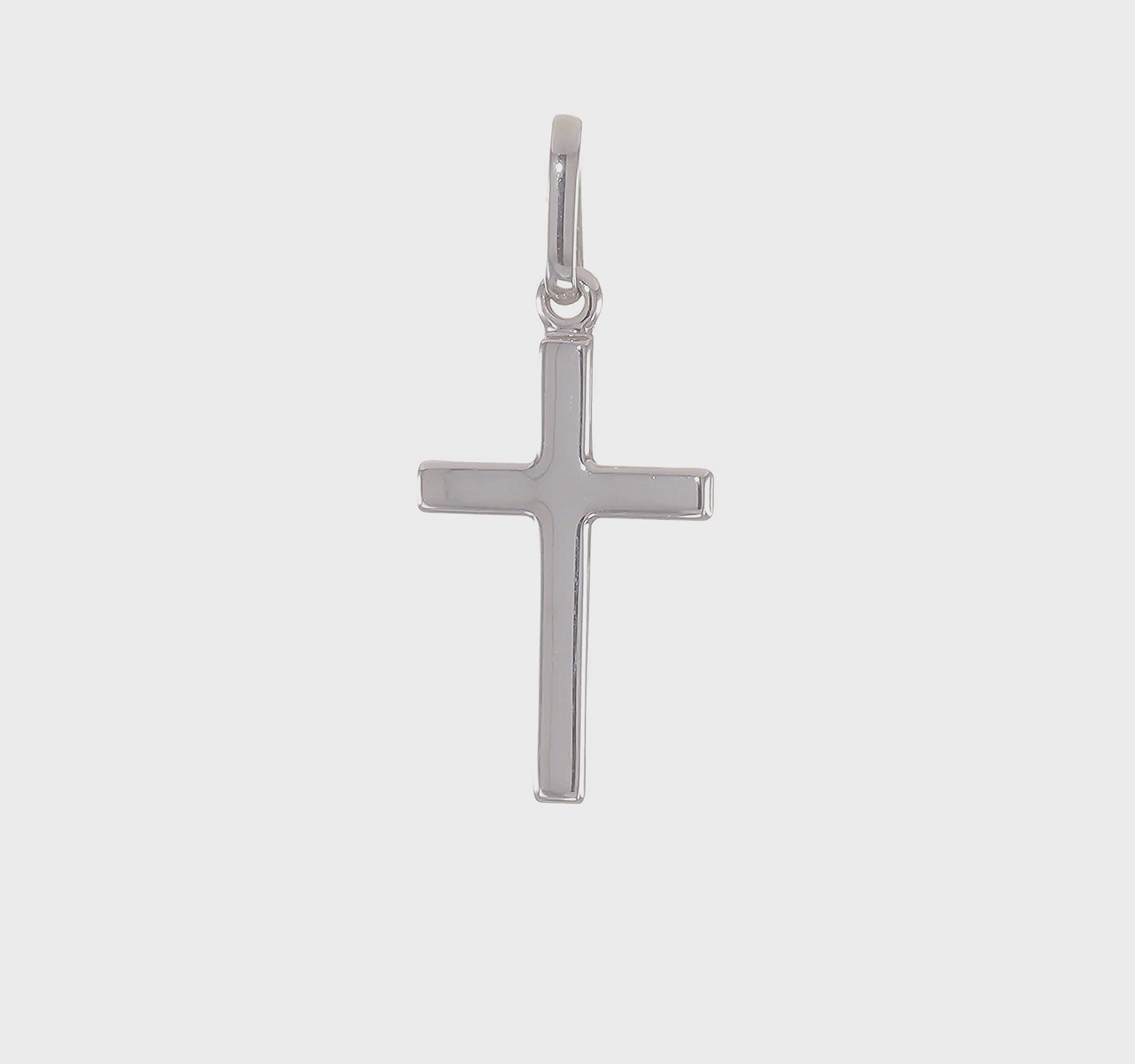 14K White Gold Rhodium-Plated Latin Cross Pendant – 360-Degree Video