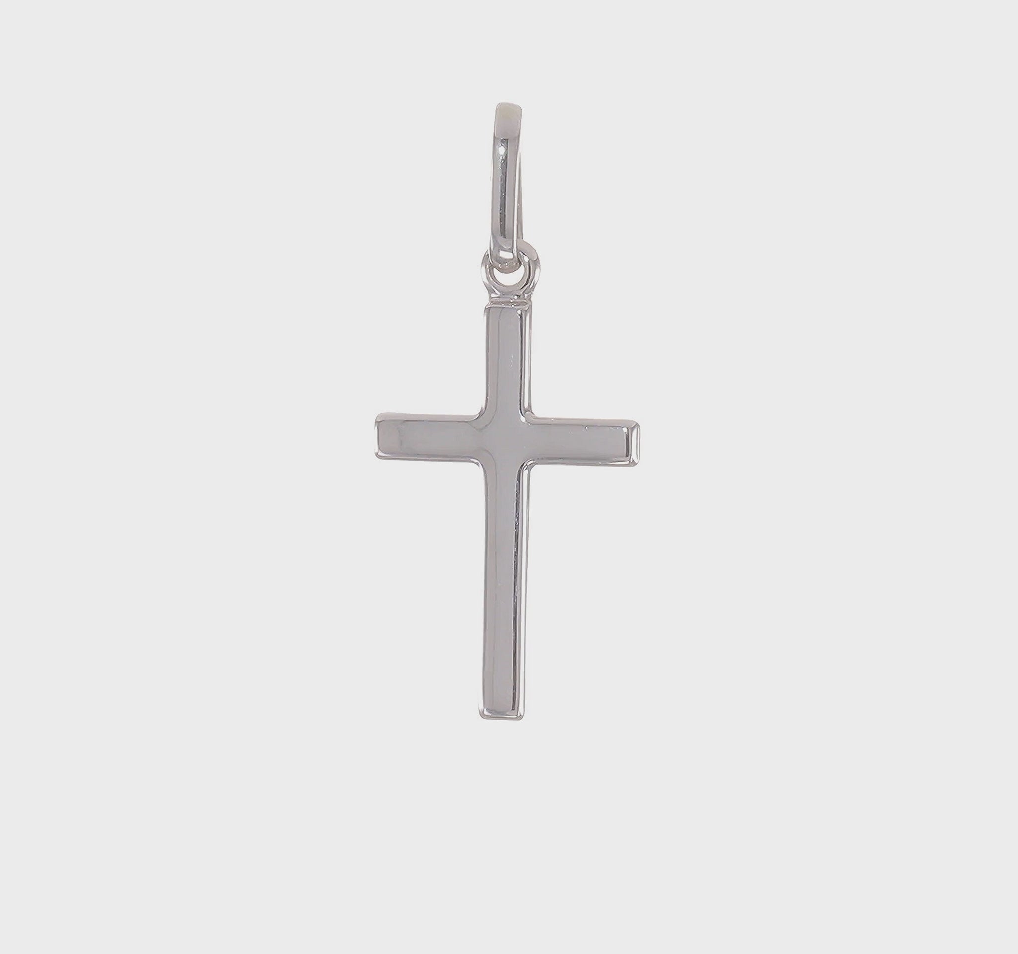 14K White Gold Rhodium-Plated Latin Cross Pendant – 360-Degree Video