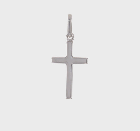 14K White Gold Rhodium-Plated Latin Cross Pendant – 360-Degree Video