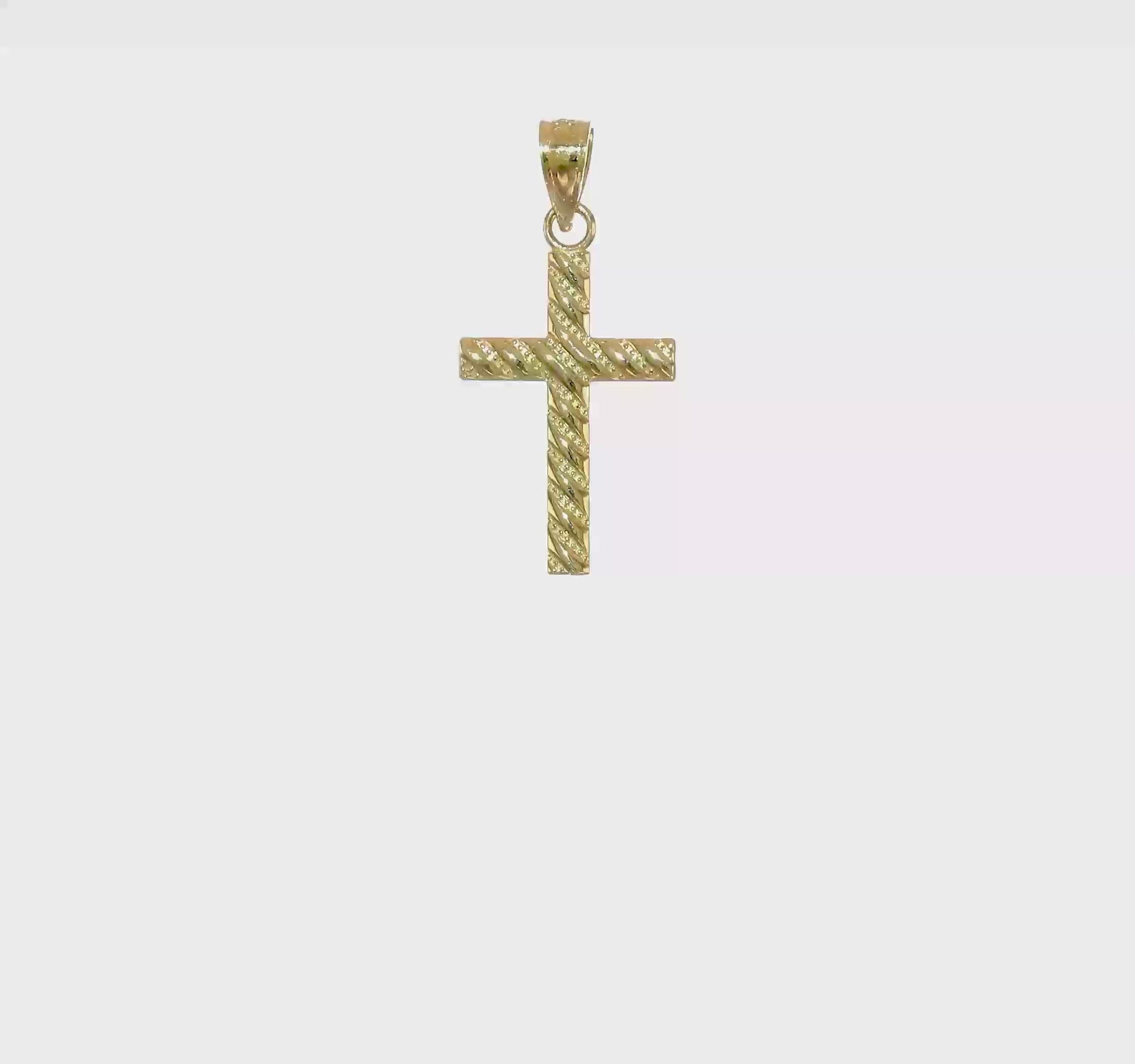 10K yellow gold textured cross pendant video - 10C1095