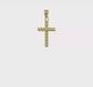 10K yellow gold textured cross pendant video - 10C1095
