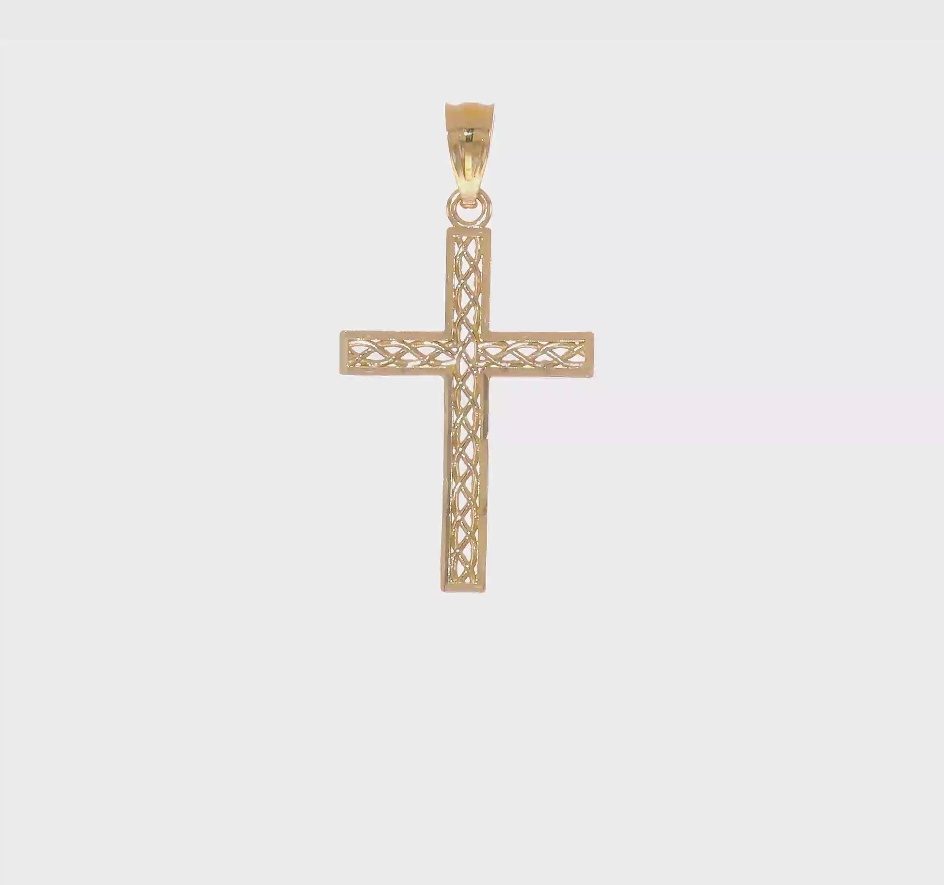 14K yellow gold filigree cross pendant video - REL70