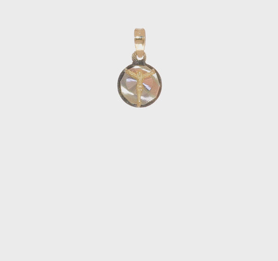 14K Gold Circle Corpus Crucifix Pendant – K5621 product video