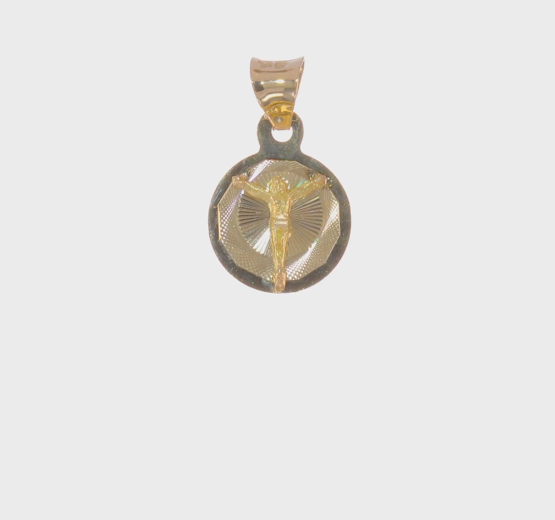14K Gold Circle Corpus Crucifix Pendant – K5620 product video