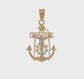 14K two-tone gold mariner link cross pendant 29 mm video - C811