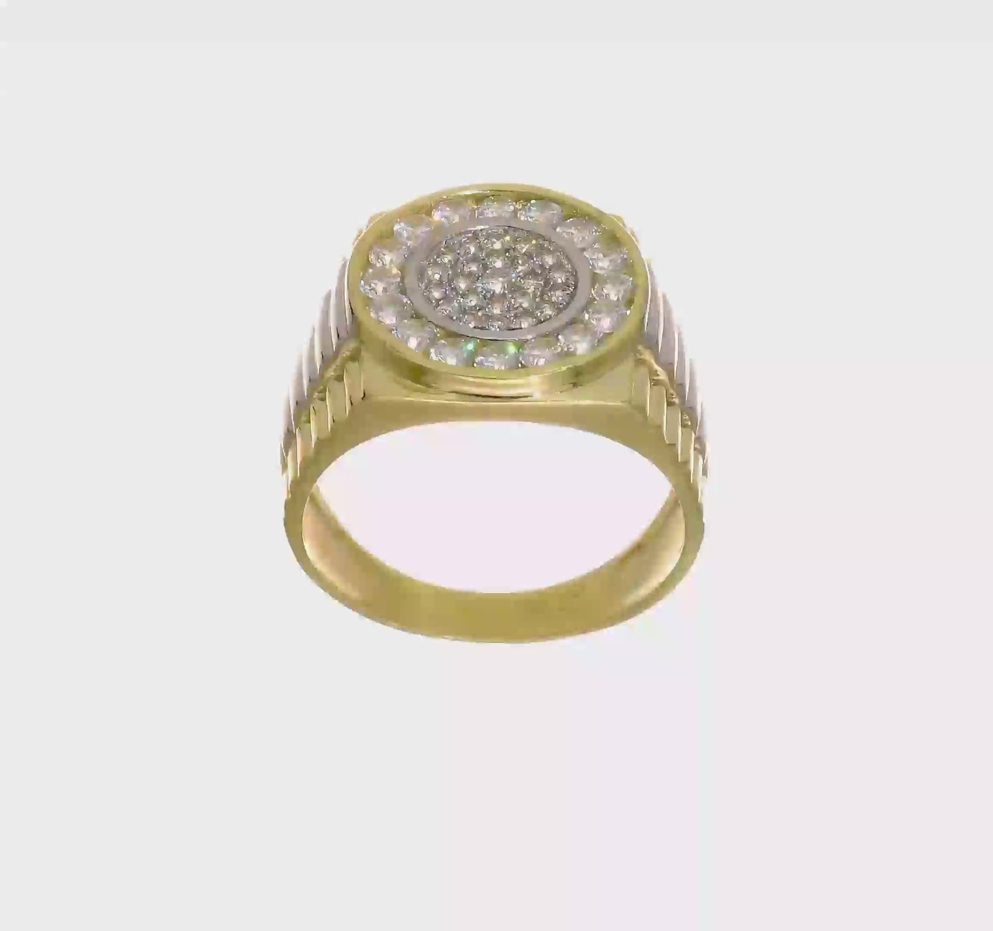 10K gold and white rhodium CZ halo ring video - 10C1469