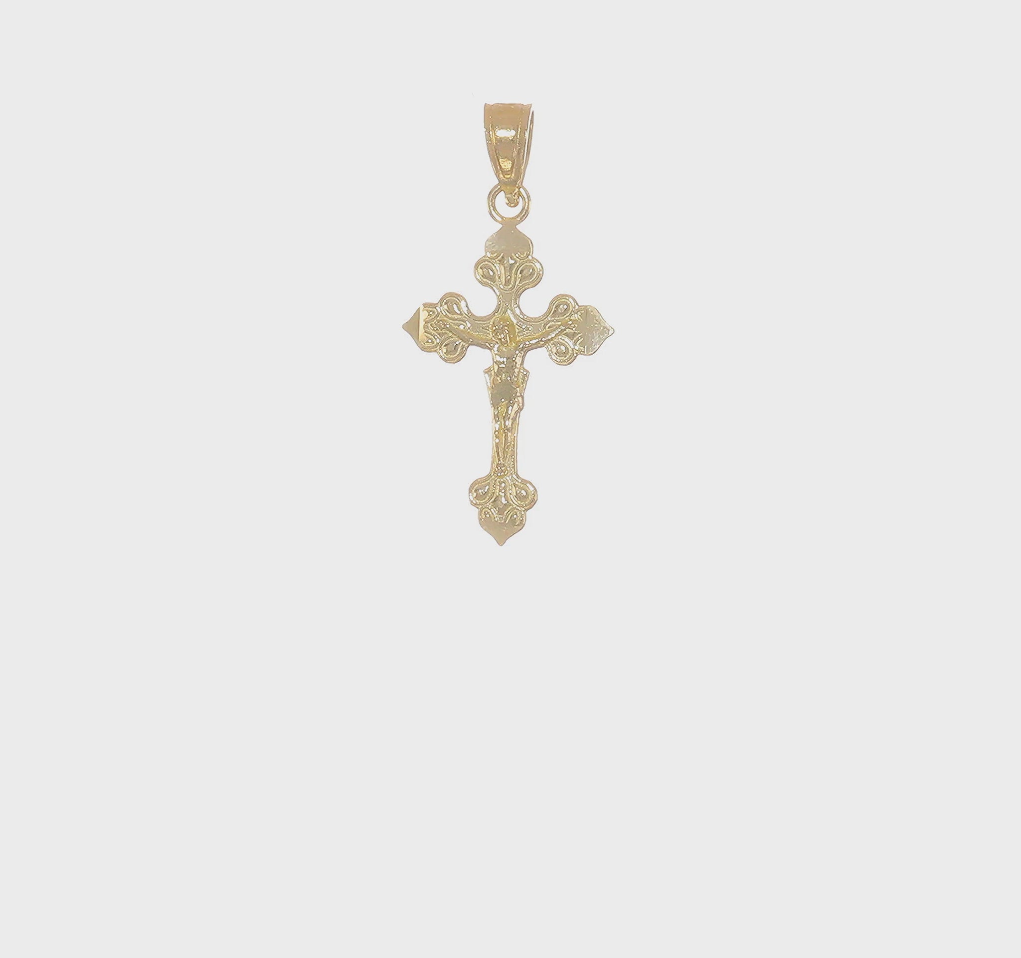 10K Gold Crucifix Pendant with Fleur de Lis Accents video