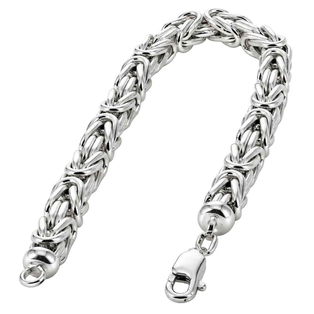 925 Sterling Silver Byzantine Bracelet, angled view