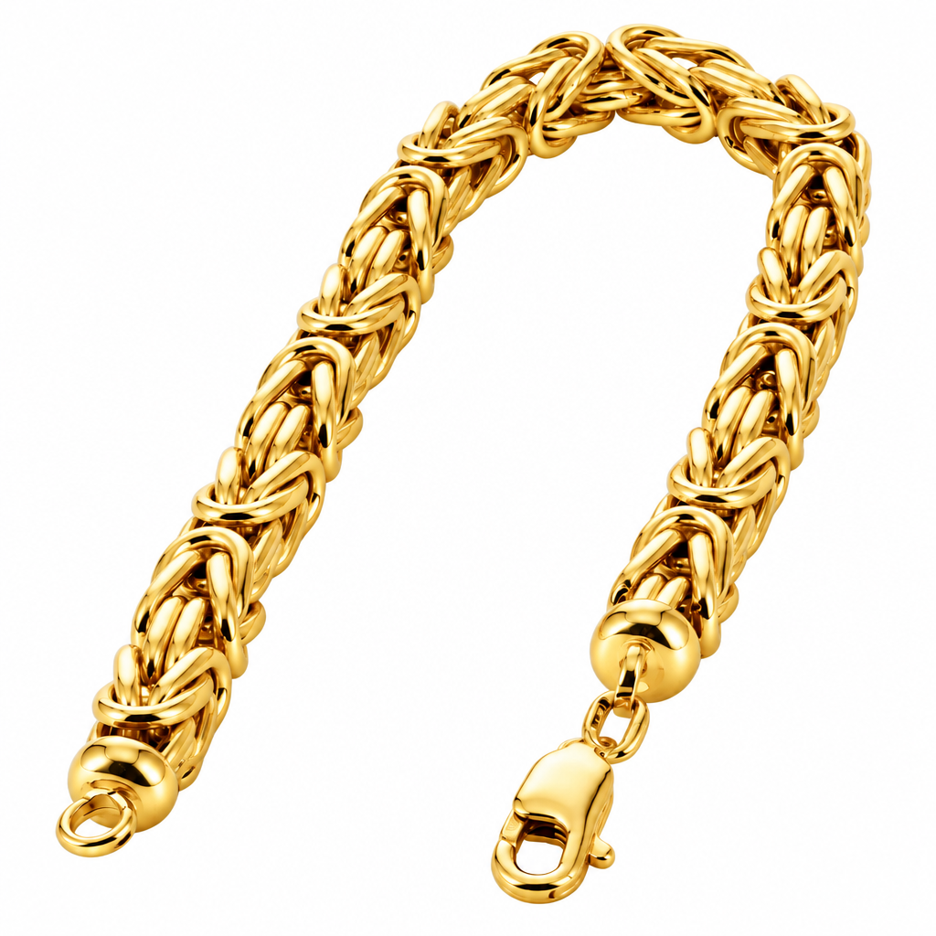 Gold Plated Sterling Silver Byzantine Bracelet, detail view